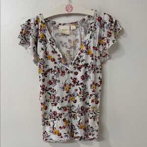 Maeve Floral V-Neck Top - Multicolor